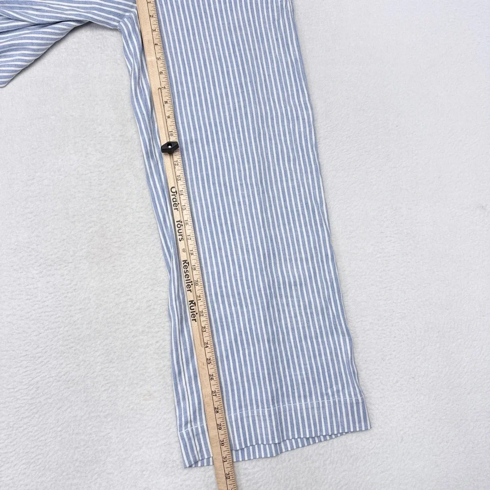 Everlane Wide Leg Pants Women Size 4 Blue White Striped Stretch Linen Flax NEW